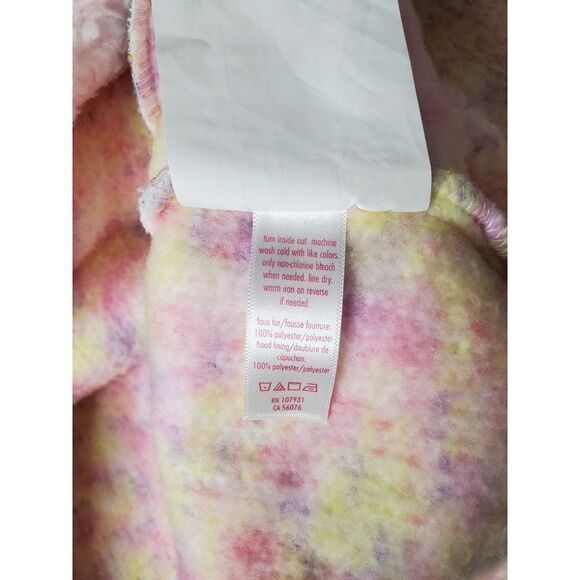 Justice Cotton Candy Pastel Multicolor Hooded Half Zip Sherpa Pullover in Blush - Picture 9 of 11